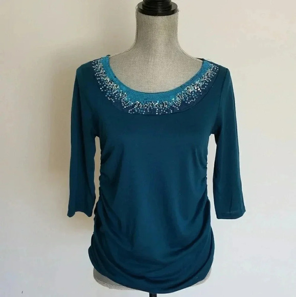 Heart 2 Maternity Blouse Shirt Top Teal Turquoise - Picture 1 of 8